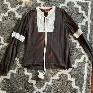 Tory burch chocolate brown peasant shirt size 8